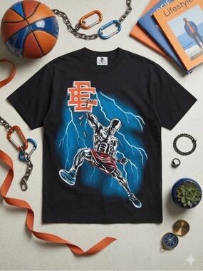Eric Emanuel x Warren Lotas “Slam Dunk” T-Shirt – Black – Size Large – NWT